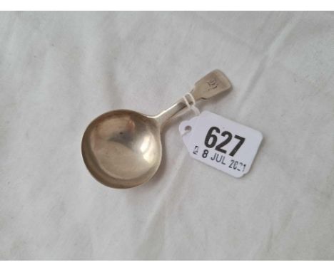 A Georgian fiddle pattern caddy spoon with oval bowl - Birmingham 1837 by JW 