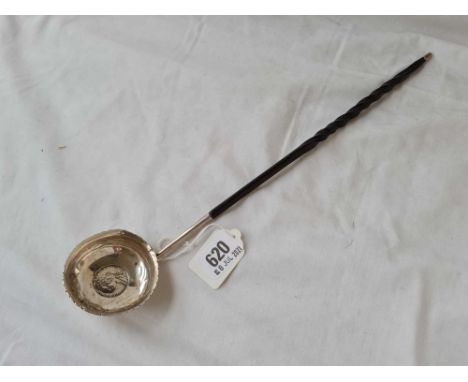 A Georgian toddy ladle inset with a shilling - 1758 