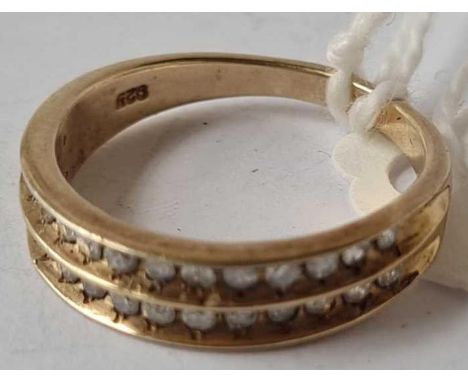 A two row silver gilt diamond set ring size O