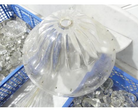 A large quantity of Crystal Glass Drops, a large amount of crystal light fittings, including wall fittings, lamp shades and c