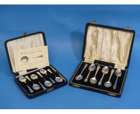 A cased set of six silver 'Devon' Spoons, by Thomas Bradbury &amp; Sons Ltd., hallmarked Sheffield 1947, in the form of a Cha