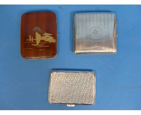 A George V silver Cigarette Case, hallmarked Birmingham 1927, rectangular form with engine turned decoration, engraved with i