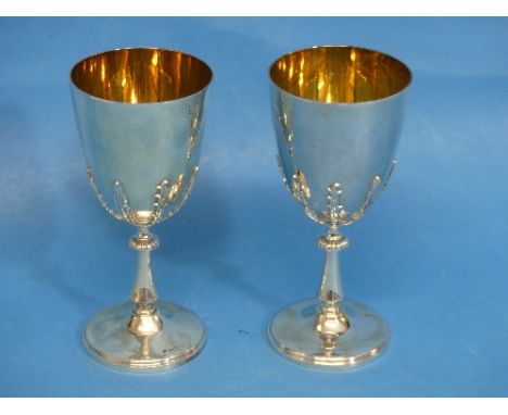 A pair of Elizabeth II Silver Goblets, by J B Chatterley &amp; Sons Ltd., hallmarked Sheffield, 1977, with large punch hallma