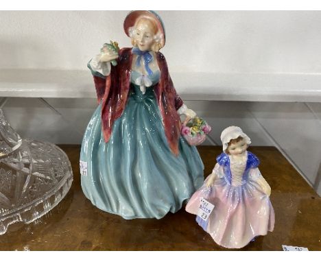 A Royal Doulton 'Lady Charmain' Figure, together with a Royal Doulton 'Dinky Do' figure, both with factory marks to base, tog