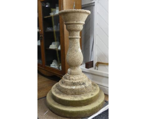 Garden Statuary; a stoneware/copper Garden Sundial and Plinth, Sundial measures 8in diameter x 4in high (20cm x 10cm) Plinth 