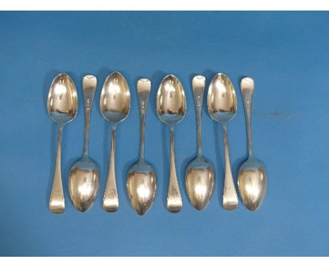 A set of eight Edwardian silver Dessert Spoons, by Cooper Brothers &amp; Sons Ltd., hallmarked Sheffield, 1905/6, Old English