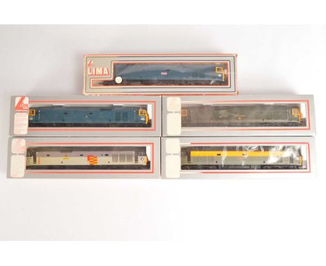 Lima OO Gauge Class 50 Diesel Locomotives (5), all boxed, 205281A1 Defiance 50 149 in Railfreight livery, 205007A5 Valiant 50