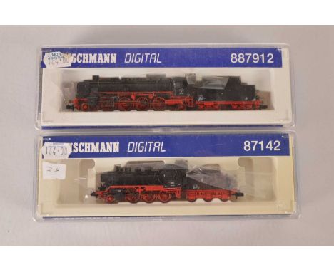 Fleischmann Digital  N Gauge German Steam Locomotives with Tenders (2),  both cased, 87142 BR 24 054 and 887912 BR 39 109, bo