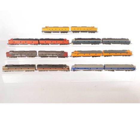 Rivarossi Archive American HO Gauge Diesel Locomotives (7),  all unboxed, A &B units, F-7, Wabash 1050, Union Pacific 926, Er
