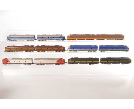 Rivarossi Archive American HO Gauge Diesel Locomotives (6),  all unboxed, A & B Units F7, Pennsylvania 5887, Santa Fe, Pennsy