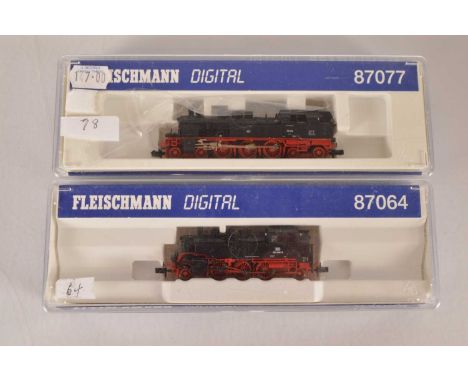 Fleischmann Digital  N Gauge German Steam Locomotives (2),  both cased, 87077 BR 78 510 and 87064 BR 064 446 8, both in DB bl