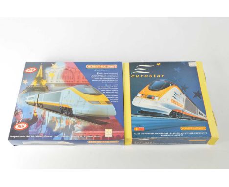 Hornby 00 and HO Gauge boxed Eurostar Sets (2), R665 00 Gauge comprising Class 373 Power Car, Trailer Car and two Passenger S