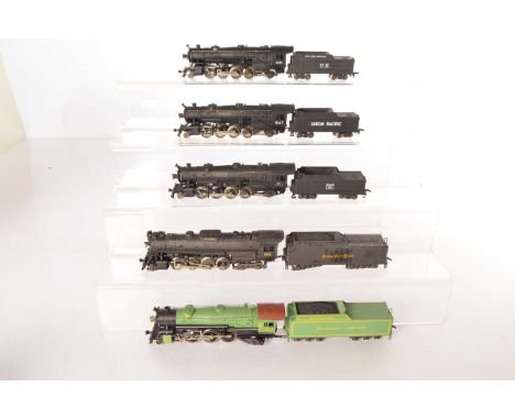 Rivarossi Archive HO Gauge American Steam Locomotives with Tenders (5),  all unboxed, Crescent Limited 4-8-2 1396 in green li