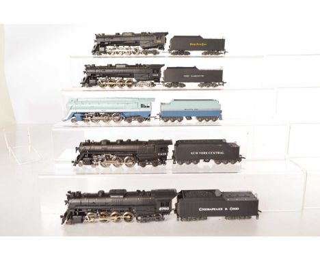 Rivarossi Archive HO Gauge American Steam Locomotives with Tenders (5),  all unboxed, 2-8-4 Nickel Plate Road 779, Pierre Mar