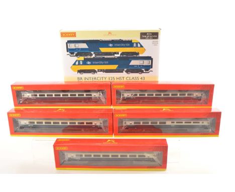 Hornby 00 Gauge boxed BR blue and grey Class 43 Inter-City 125 HST 2-Car 40th Anniversary Ltd Ed Train pack and five blue/gre