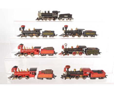 Rivarossi Archive HO Gauge Old Time American Steam Locomotives with Tenders (7),  all unboxed, 4-6-0 ICRR 382, 4-4-0 examples