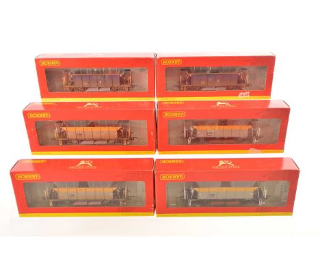 Hornby 00 Gauge Departmental grey and Transrail blue YGB Seacow Hopper wagons (6), R6288A Departmental unweathered (2), R6288