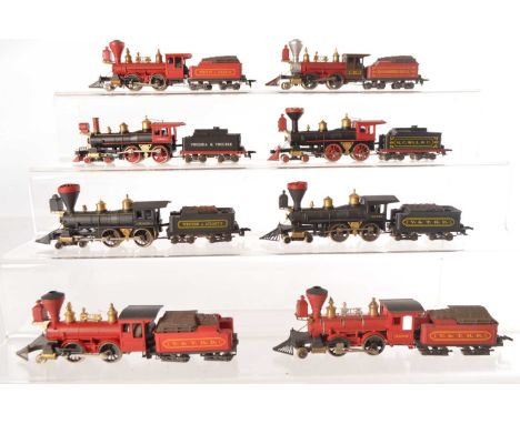 Rivarossi Archive HO Gauge Old Time American Steam Locomotives with Tenders (8),  all unboxed, 4-4-0 examples, Western Atlant