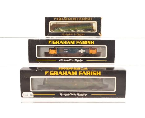 Graham Farish N Gauge Diesel Locomotives (3), cased with card sleeves, Graham Farish by Bachmann, 371-625A railcar W30W in BR