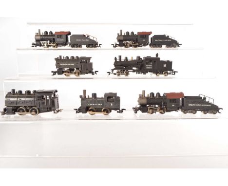 Rivarossi Archive HO Gauge American Steam Locomotives (7),  all unboxed,  0-4-0 with tender Baltimore & Ohio 96 (2), C & NWR 