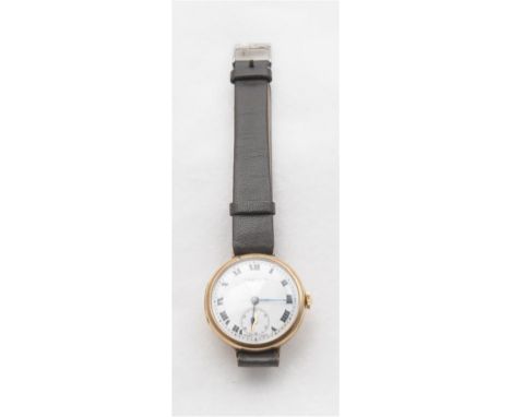 A Vintage J W Benson of London manual wind wristwatch, the white Roman dial with outer minute track and subsidiary seconds di
