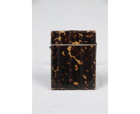 A Victorian Tortoiseshell hinged card case,of shaped  rectangular form,red velvet lined interior ,with button opening ,good c