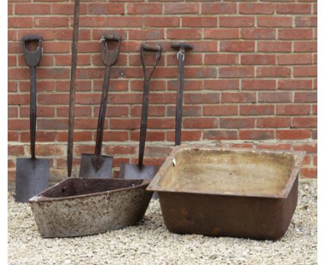 A 19TH CENTURY CAST IRON AND ENAMEL RECTANGULAR SINK four use as a garden planter, 72cm wide x 52cm deep x 38cm high together