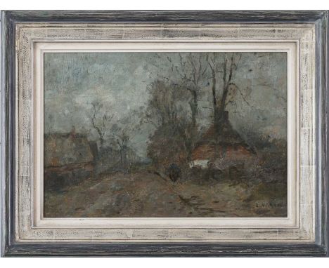 RUDOLF HÖCKNER (1864 Wolkenstein - 1942 Bad Mergentheim) Öl auf Karton, "Dorfstraße in Sülldorf" (1924), unten rechts signier