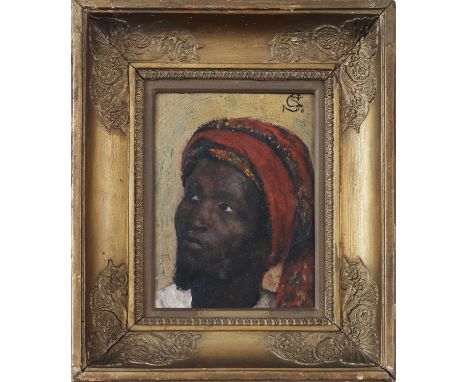 UNBEKANNT (frühes 20. Jahrhundert) Öl auf Leinwand (auf Holz montiert), "Portrait eines Mannes mit Turban", oben rechts monog