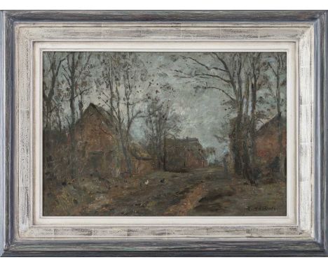 RUDOLF HÖCKNER (1864 Wolkenstein - 1942 Bad Mergentheim) Öl auf Karton, "Höfe in Sülldorf" (1925), unten rechts signiert "R. 