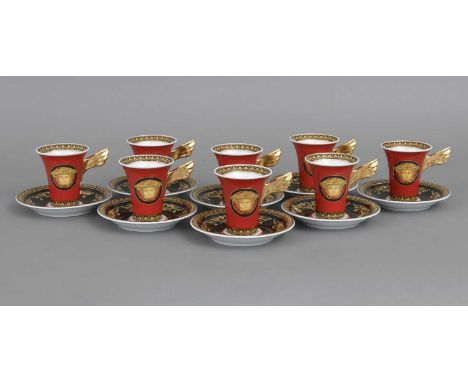8 ROSENTHAL meets VERSACE Espressotassen mit Untertassen 2. Hälfte 20. Jahrhunderts, Entwurf GIANNI VERSACE und PAUL WUNDERLI