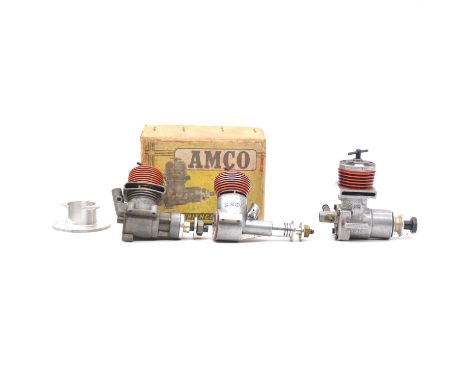 Amco diesel aero model aircraft engines, three including BB 3.5cc, boxed; another 3.46cc; 2.46cc, all a/f. Qty: 3