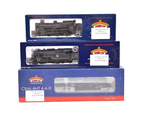 Bachmann OO gauge model railway steam locomotives with tenders, three including ref 31-119 BR 4-6-0, 75009; ref 32-162 BR 2-6