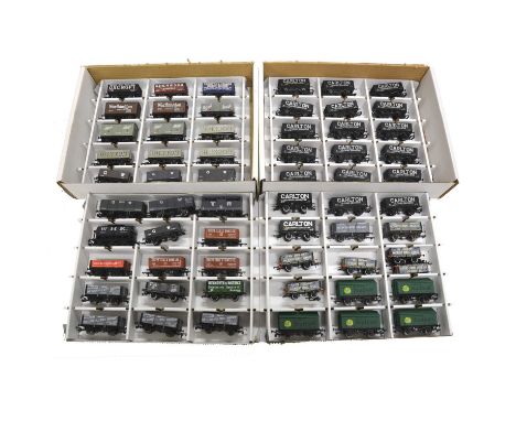 Two trays of OO gauge model railway rolling stock, including Bachmann, Dapol, Oxford, Mainline, Grafar, Lima, Hornby and othe