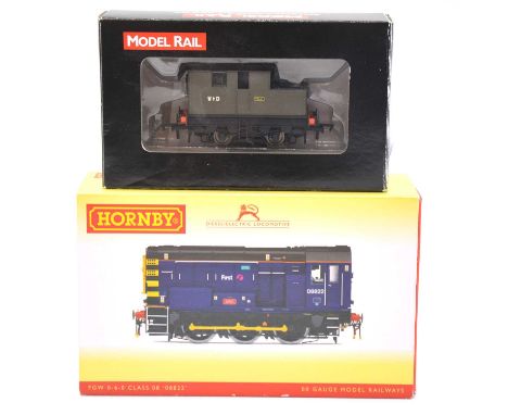 OO gauge model railway locomotives, two including Hornby ref R3343 FGW 0-6-0 diesel electric class 08, 08822, appears DCC fit