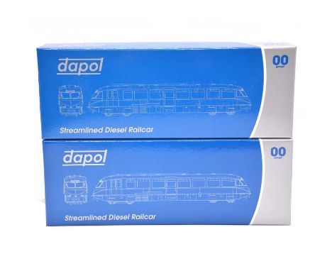 Dapol OO gauge model railway Streamlined diesel Railcars, two Including ref 4D-011-008 W8 BR lined Carmine and Cream; ref 4D-