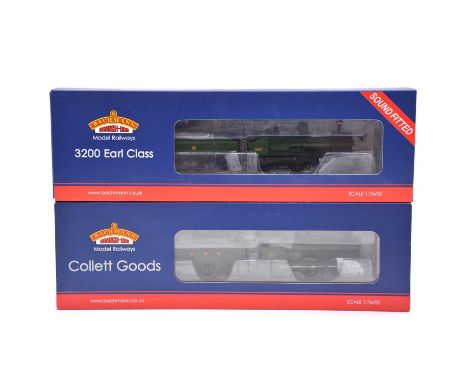 Bachmann OO gauge model railway locomotives with tenders, two including ref 31-090DS GWR 4-4-0 3200 Earl Class no. 3206 'Earl