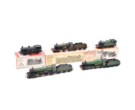 Kit-built OO gauge model railway locomotives, five including Wills Finescale GWR 4-4-0 'County of Somerset'; BR 0-6-0, 32104;