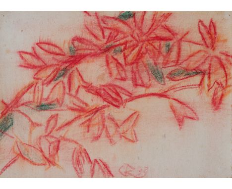 Christian Rohlfs (1849 Niendorf - 1938 Hagen)Rote Blüten, Farbkreide auf Papier, 23,5 cm x 33 cm Blattmaß, monogrammiert, 33 