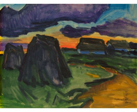 Ernst Mollenhauer (1892 Tapiau/Ostpreußen - 1963 Düsseldorf)Abendsonne auf Sylt, Öl auf Papier auf Platte aufgezogen, 48 cm x