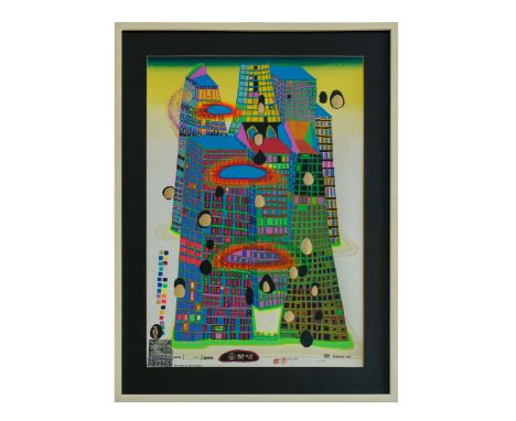 Friedensreich Hundertwasser (1928 Wien - 2000 Brisbane) (F)'Good Morning City - Bleeding Town', Farbserigrafie mit Metallpräg