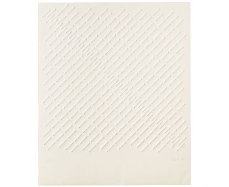 Günther Uecker (1930 Wendorf) (F)Nagelkomposition, Prägedruck auf Bütten, 60 cm x 49,5 cm Blattmaß, signiert, 74 datiert, 50/