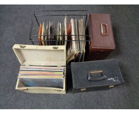 Four cases of lps records, metal rack of records, rock and pop, Rolling stones, Chuck Berry etc 