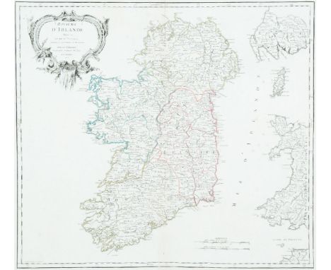 Giles Robert de Vaugondy (1668-1766)Le Royaume D'Irlande From de Vaugondy's Altas Universelle, 1752. Note first states of thi