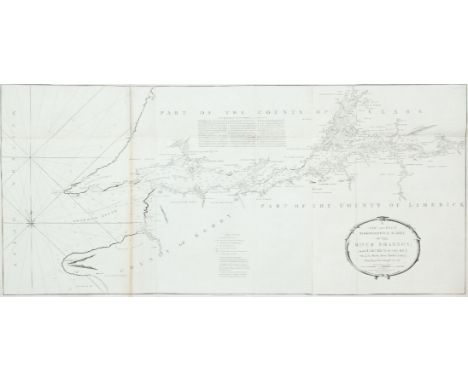 HuddartChart of the Shannon EstuaryThe title is in an oval frame in the lower right corner and reads A New and Exact Hydrogra