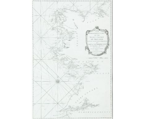 HuddartChart of the West Coast of IrelandThe title is in a scalloped frame in the centre right and reads A New Hydrographical