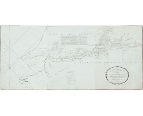 HuddartChart of the Shannon Estuary The title is in an oval frame in the lower right corner and reads A New and Exact Hydrogr