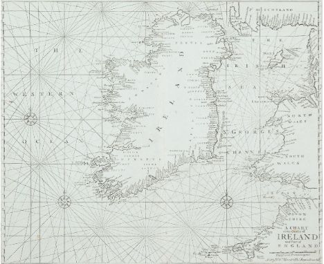 John Seller (1634-1697)Chart of Ireland and the Irish Sea This chart does not appear in the 1690 edition of The English Pilot