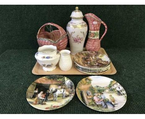 A tray of Maling azalea jug, Arthur Wood basket, Aynsley vase, Worcester plates etc 