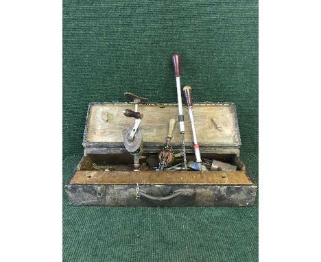 Two pine joiner's tool boxes containing hand tools 